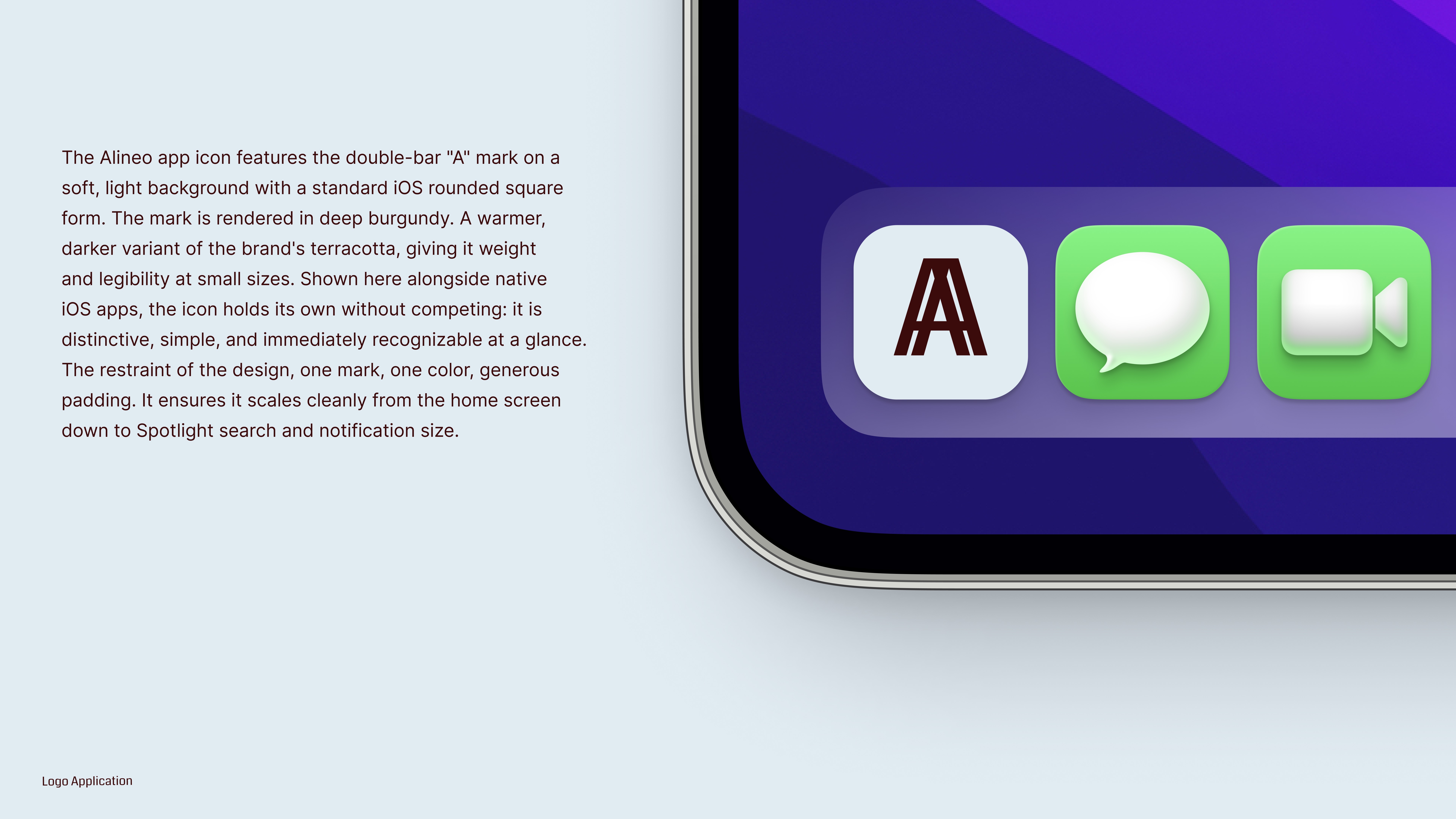 Alineo iOS app icon beside native apps