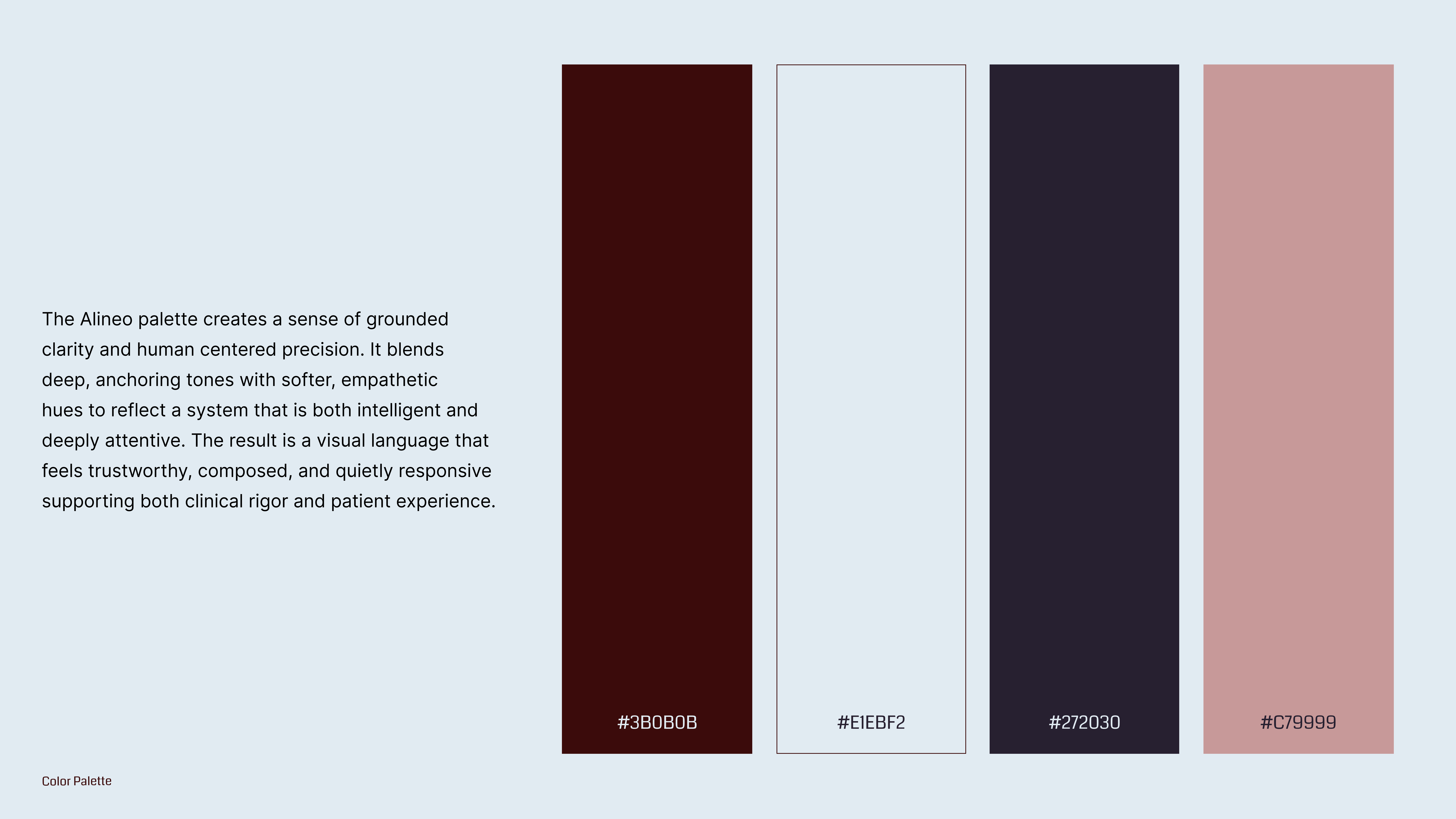 Alineo color palette with hex values