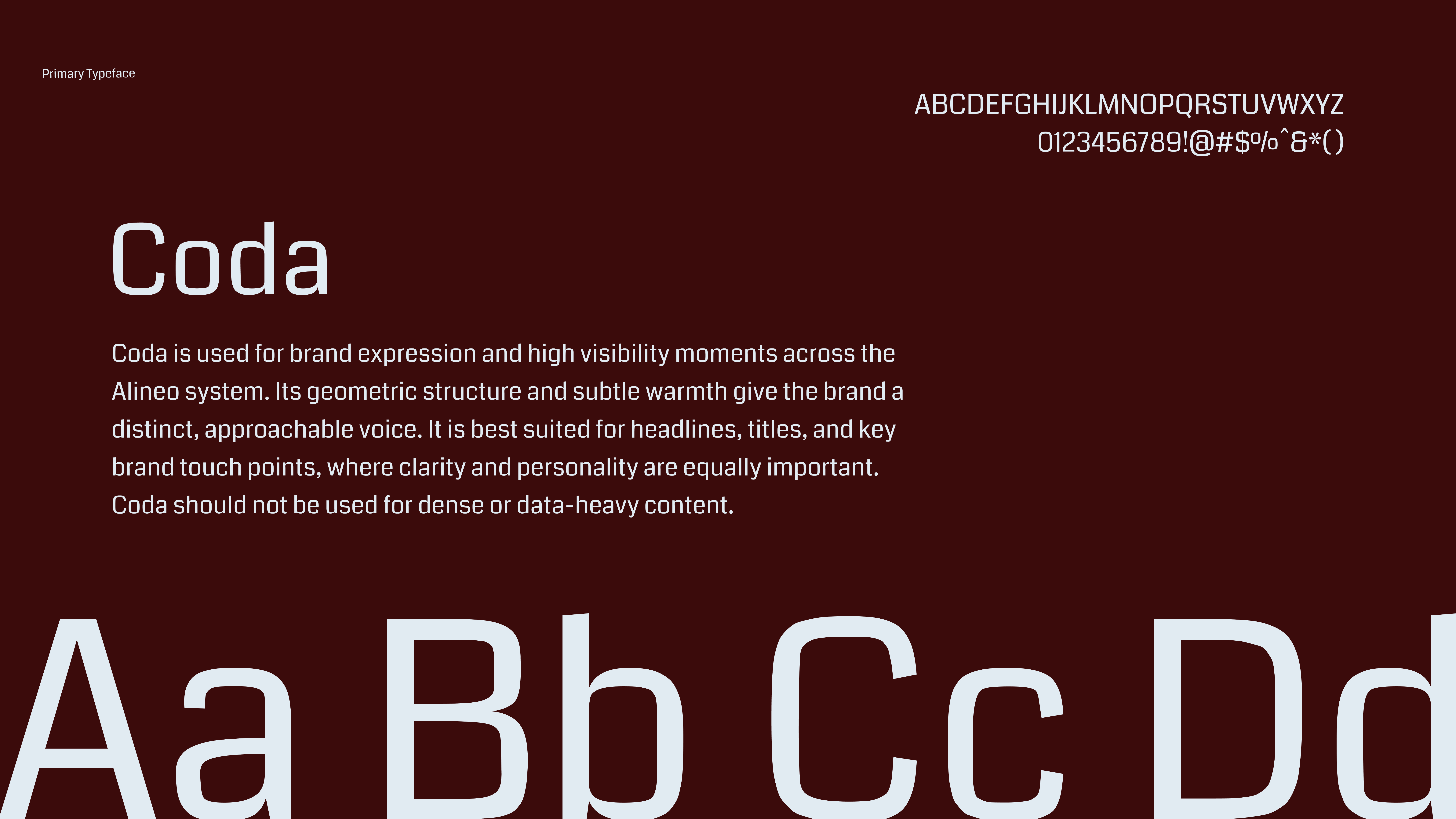 Alineo primary typeface — Coda