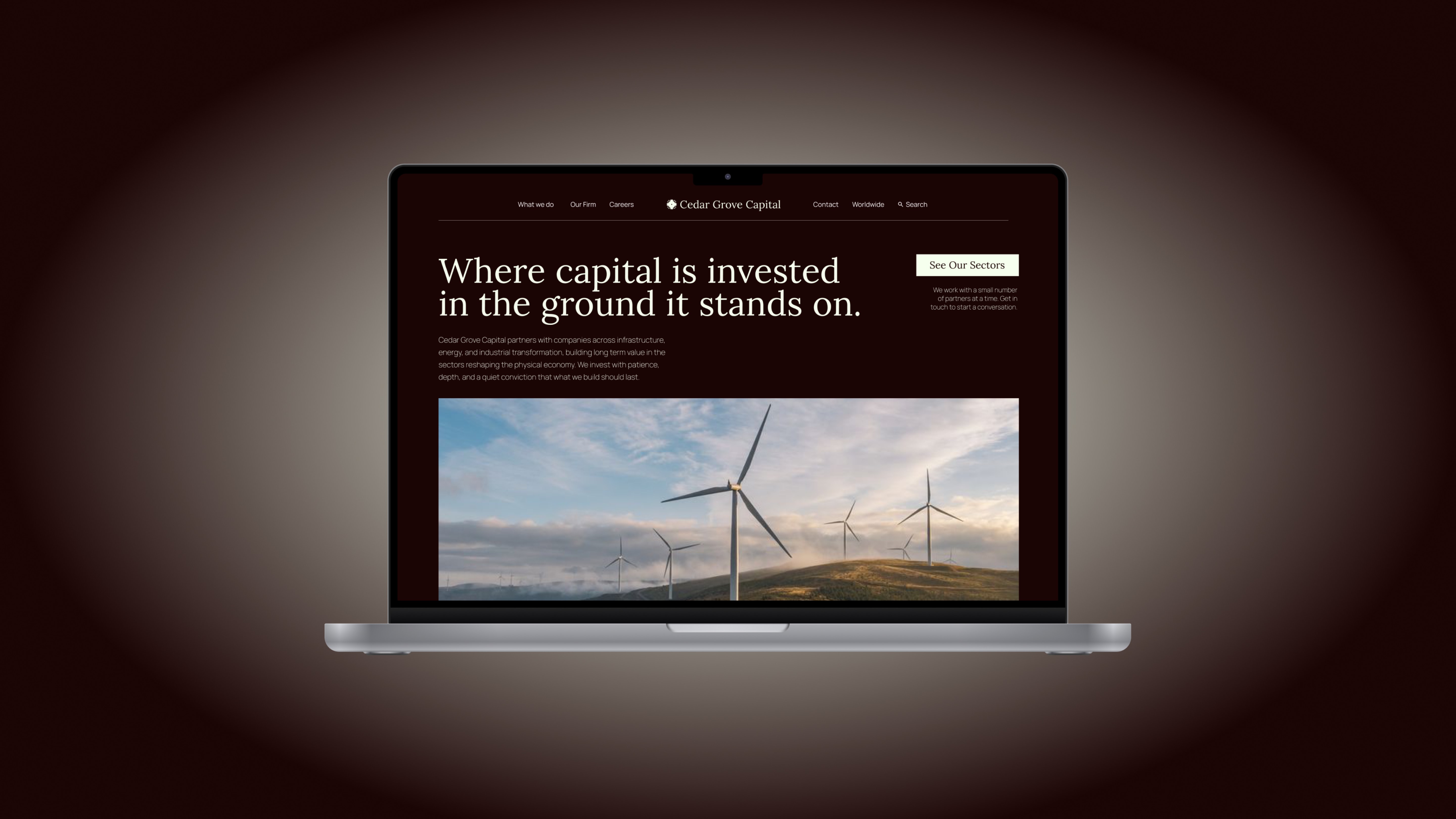 Cedar Grove Capital website on a laptop