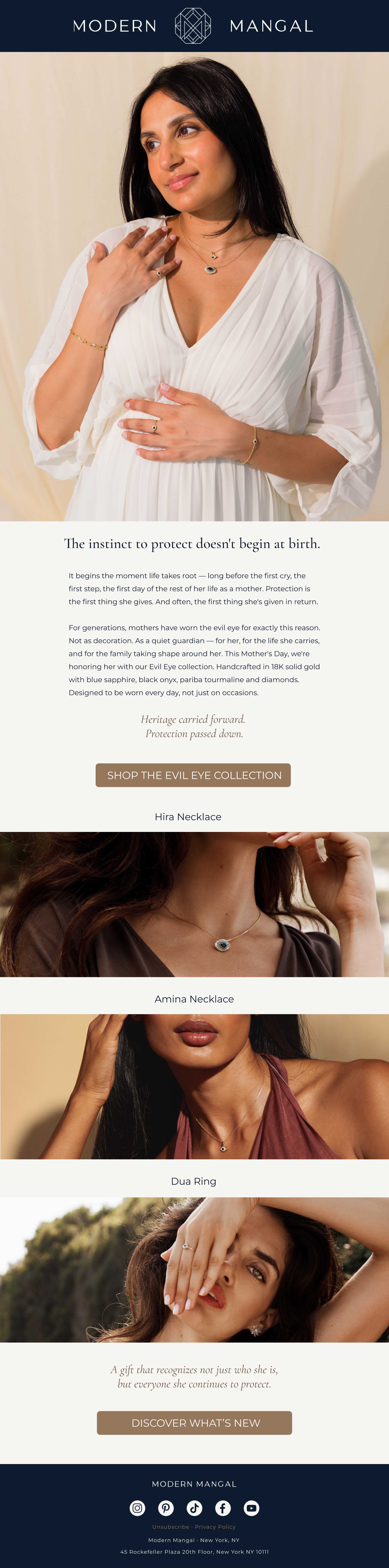 Modern Mangal Mother's Day email — the Evil Eye collection