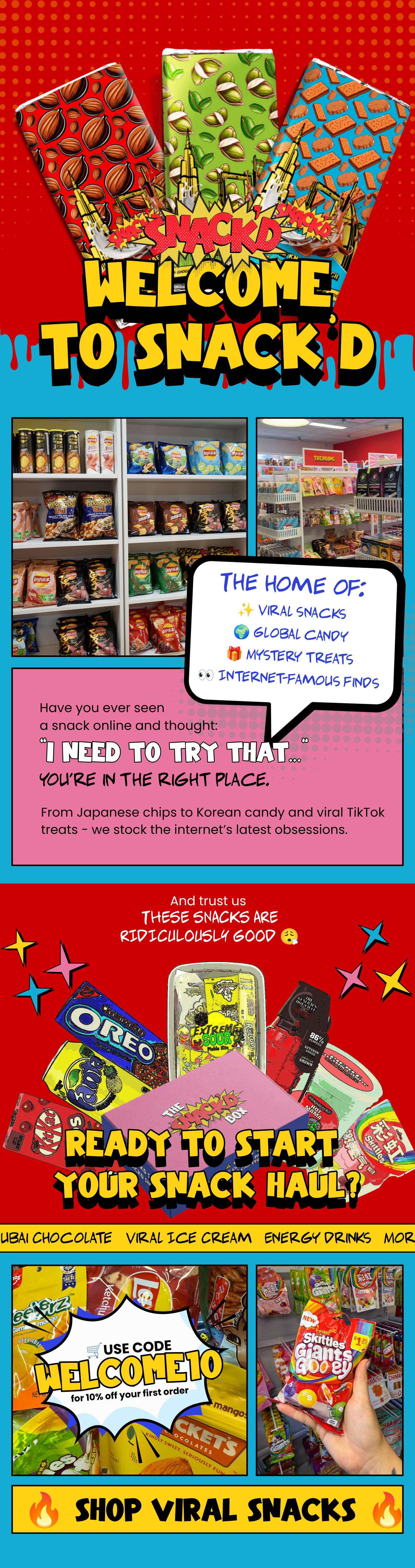 Snack'd welcome email — Welcome to Snack'd, home of viral snacks