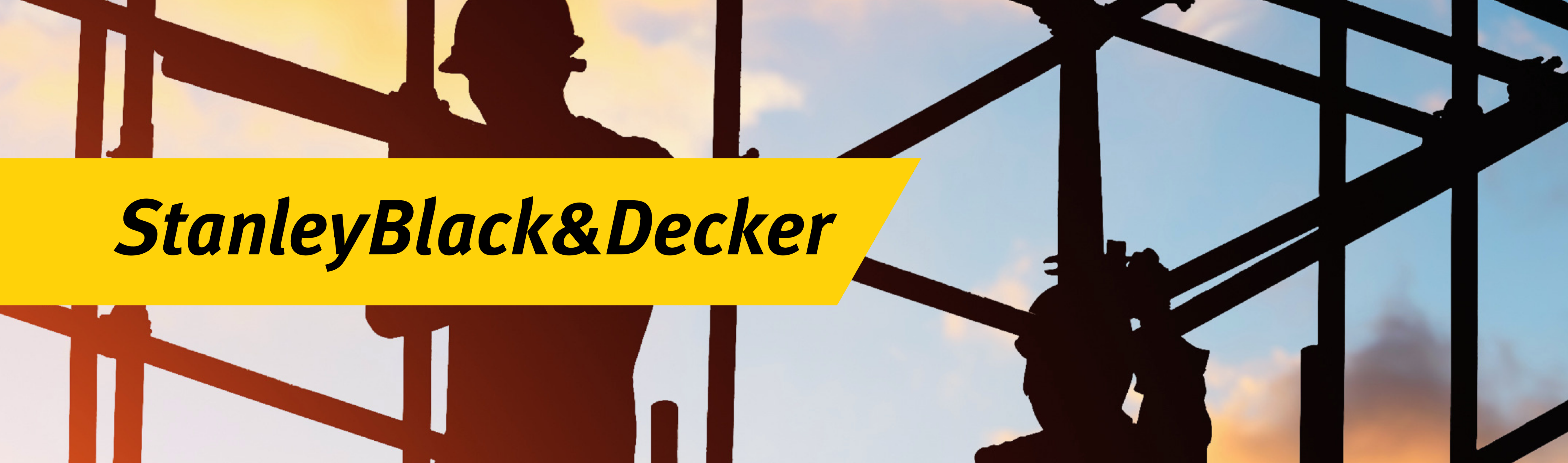 Stanley Black & Decker banner over a construction-site silhouette